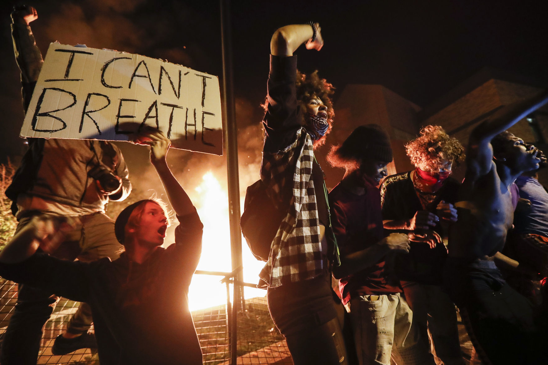 George Floyd protesters set Minneapolis police station afire